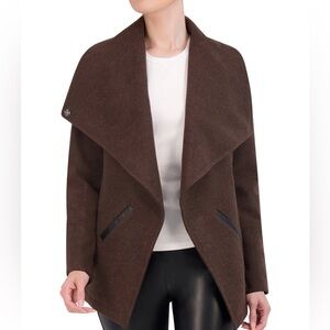 NWT Ookie & Lala Faux Cashmere Drape Jacket XS dark brown coat jacket